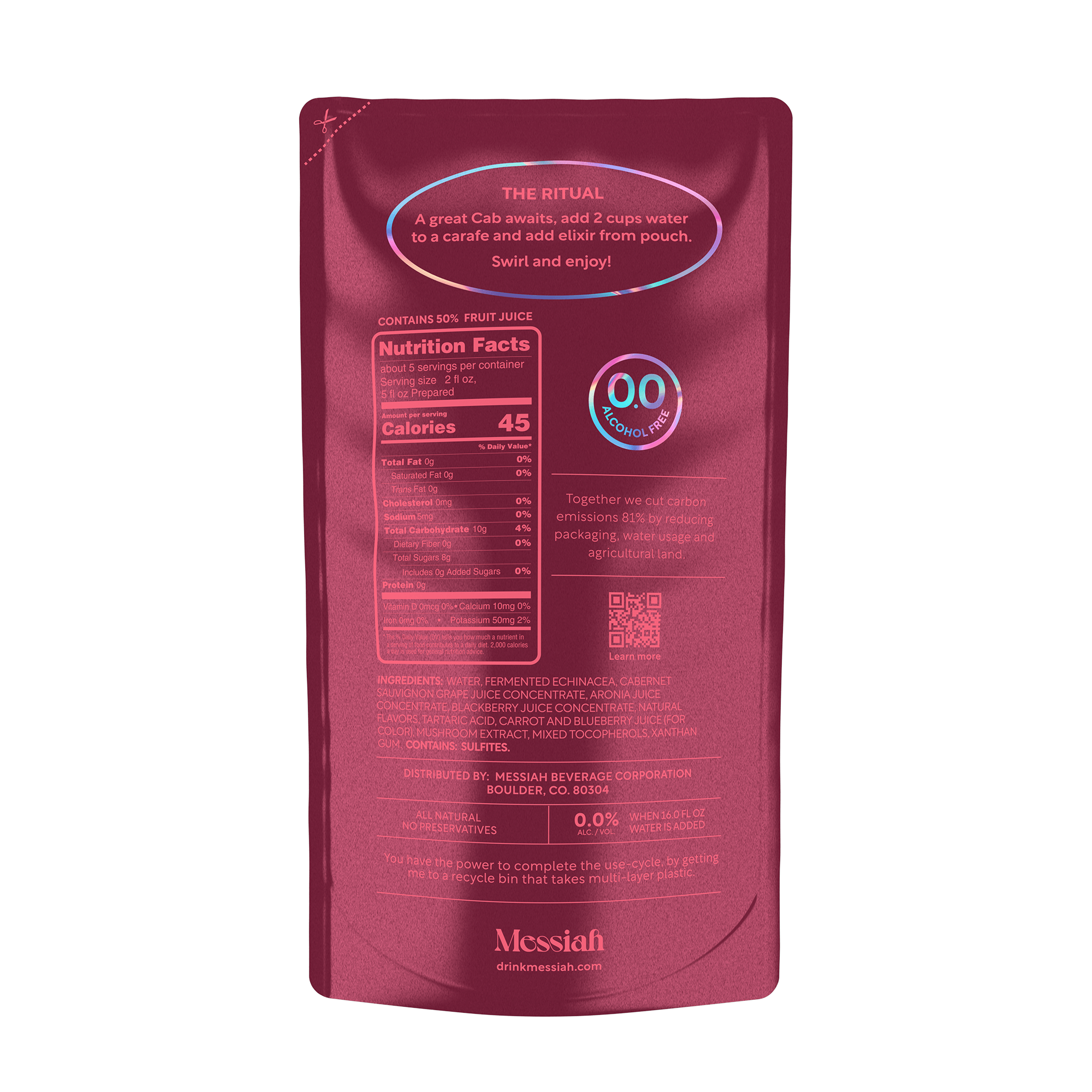 Messiah Non-Alcoholic Cabernet Sauvignon Nutrition Facts