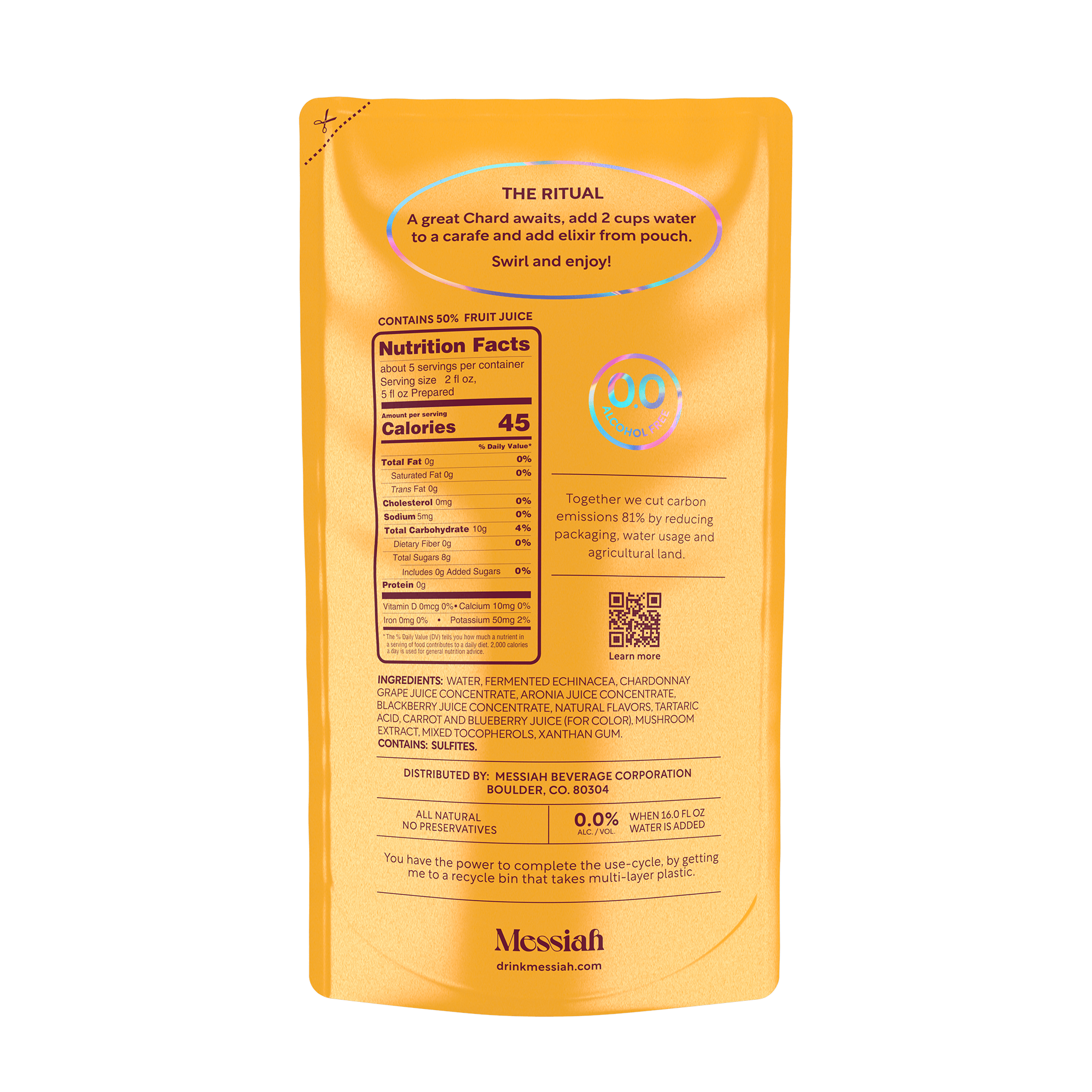 Messiah Non-Alcoholic Chardonnay Nutrition Facts