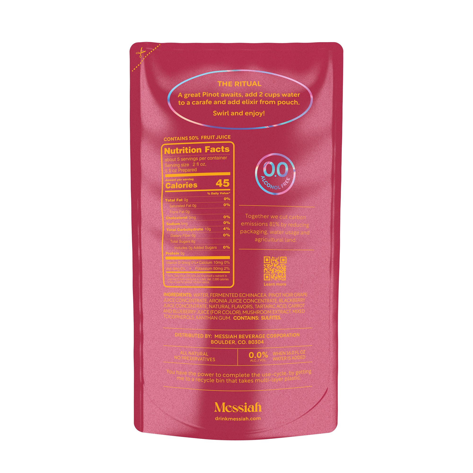 Messiah Non-Alcoholic Pinot Noir Nutrition Facts
