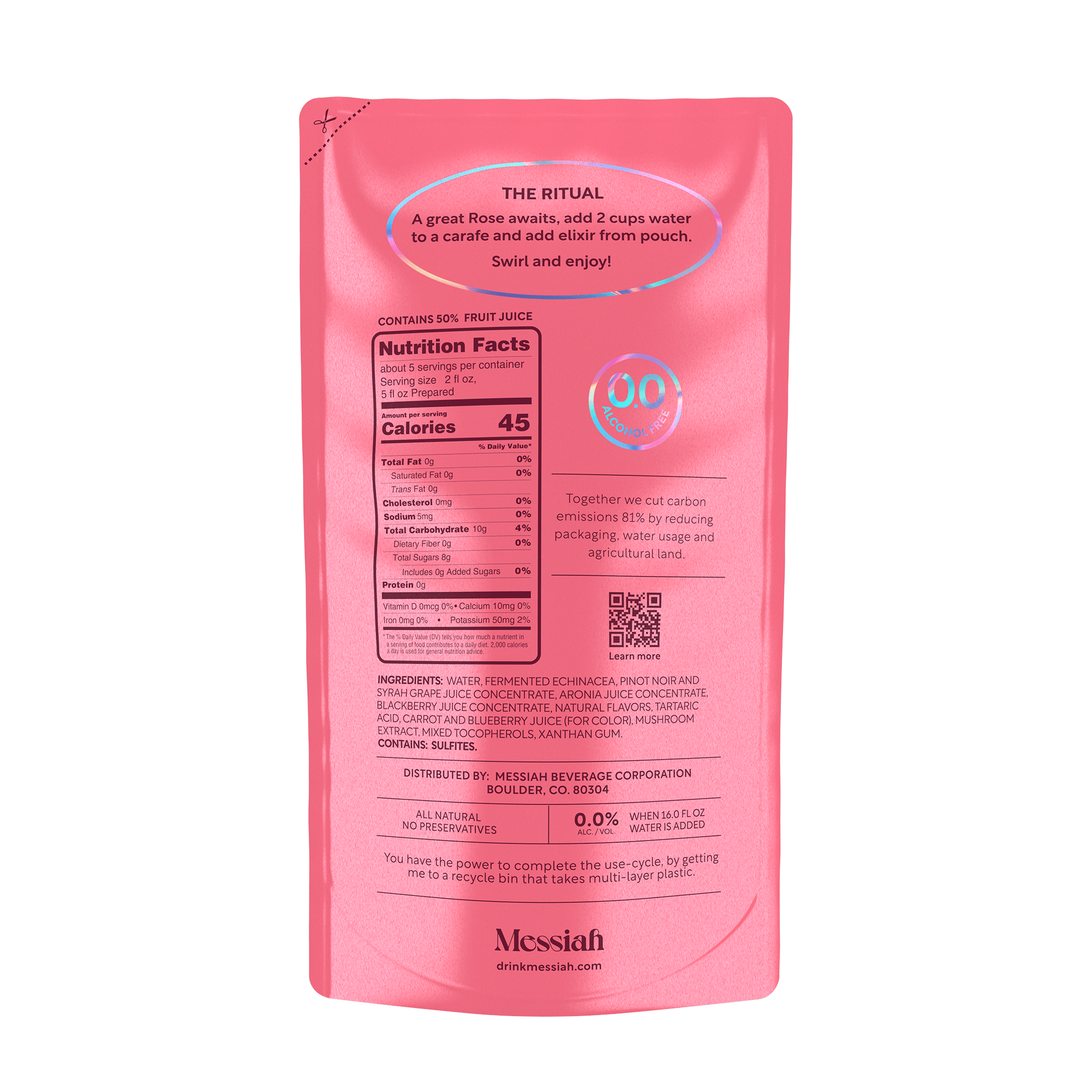 Messiah Non-Alcoholic Rose Nutrition Facts